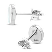 Mother of Pearl Oval Silver Stud Earrings, e346